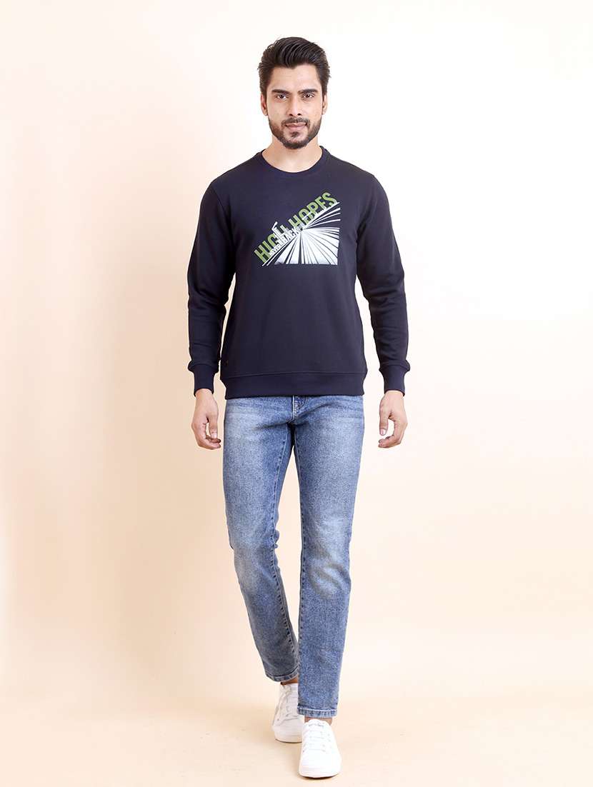 men long sleeves chest print sweatshirt - 21724424 -  Standard Image - 3