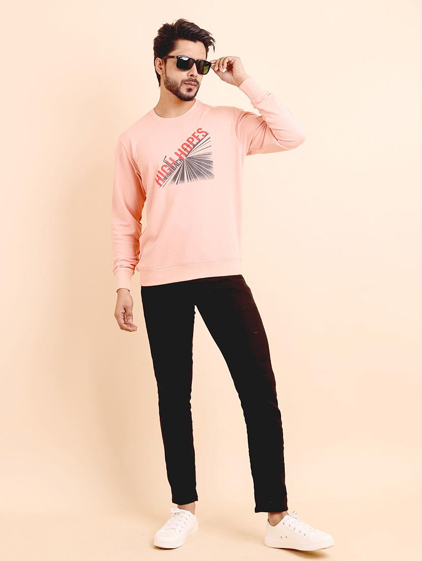 men long sleeves chest print sweatshirt - 21724425 - Standard Image - 3