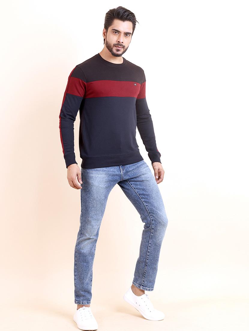 men long sleeves color block sweatshirt - 21724427 - Standard Image - 3
