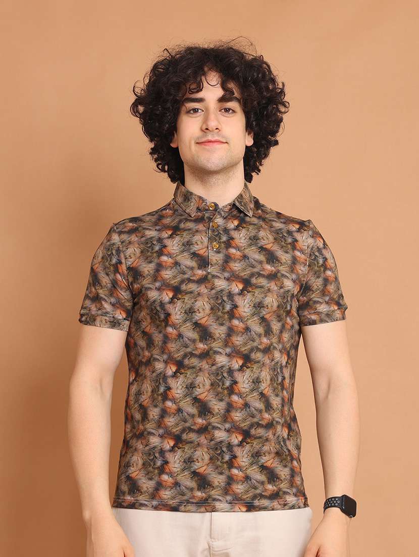 men short sleeves printed polo t-shirt