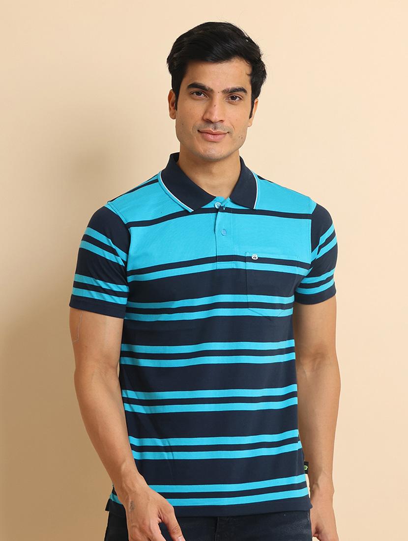 men short sleeves striped polo t-shirt - 21724513 - Zoom Image - 0