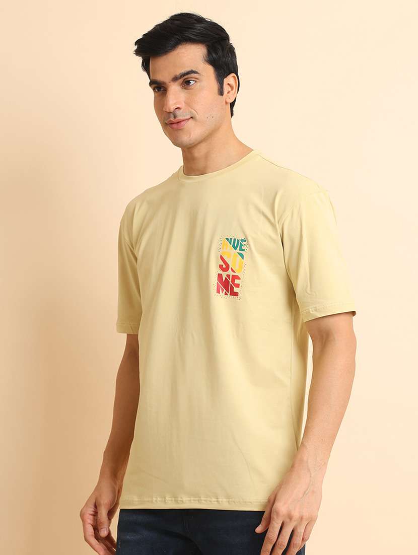 men short sleeves front & back print t-shirt