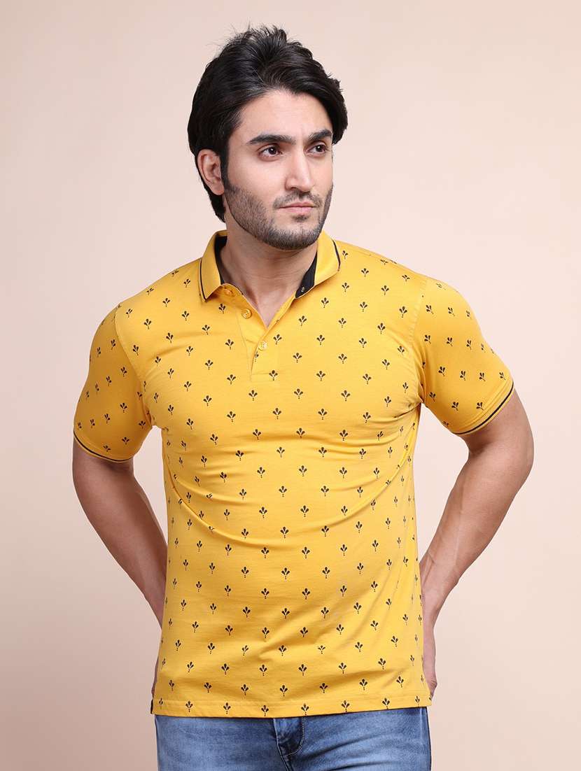 men short sleeves printed polo t-shirt
