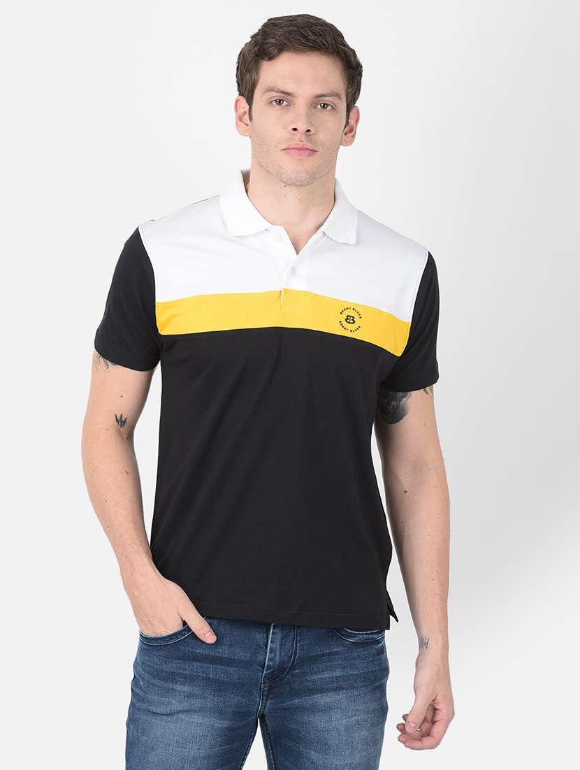 men short sleeves color block polo t-shirt
