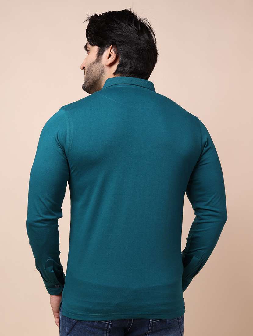 men long sleeves plain polo t-shirt - 21724918 -  Standard Image - 3