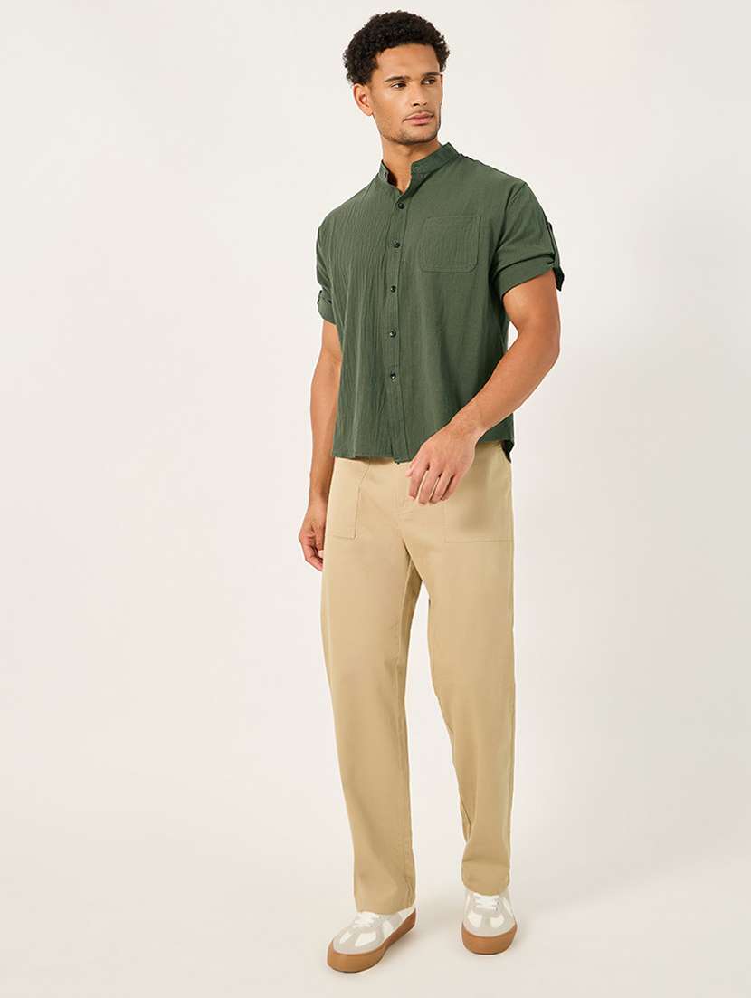 men solid mandarin neck shirt  - 21725204 -  Standard Image - 3
