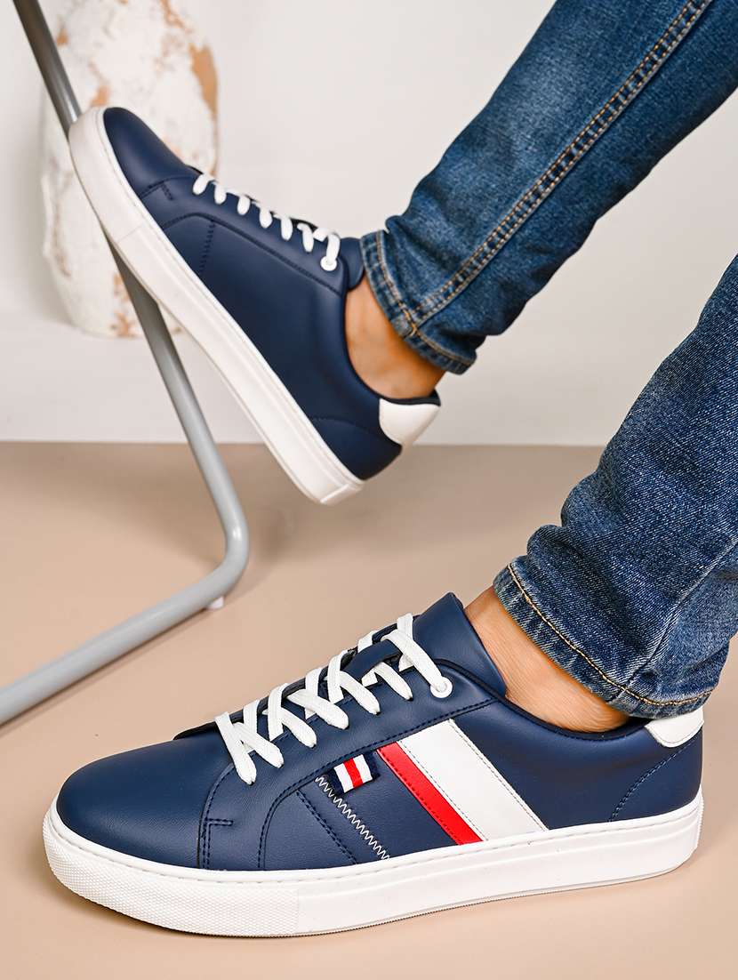 men navy blue lace up sneaker - 21725259 -  Standard Image - 5