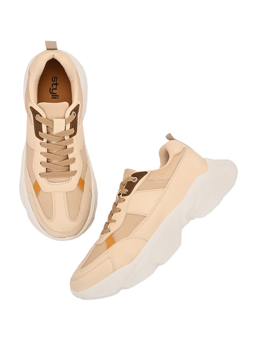 men beige lace up sneaker - 21725272 - Standard Image - 3