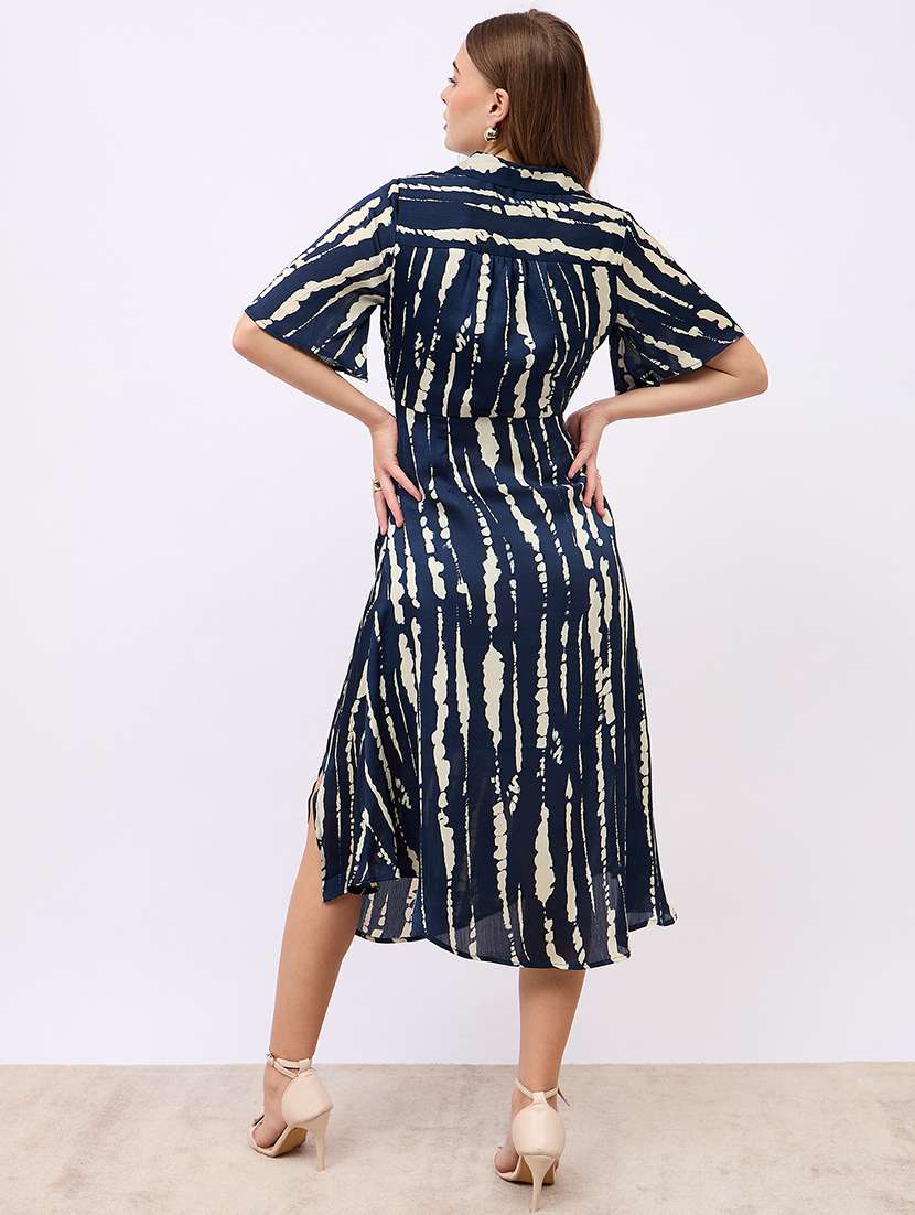 women tie & dye collared a-line dress - 21725295 -  Standard Image - 3