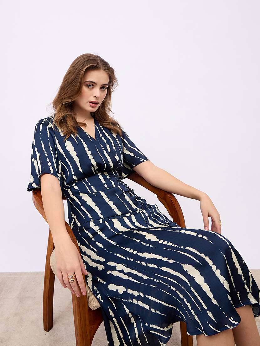 women tie & dye collared a-line dress - 21725295 -  Standard Image - 5