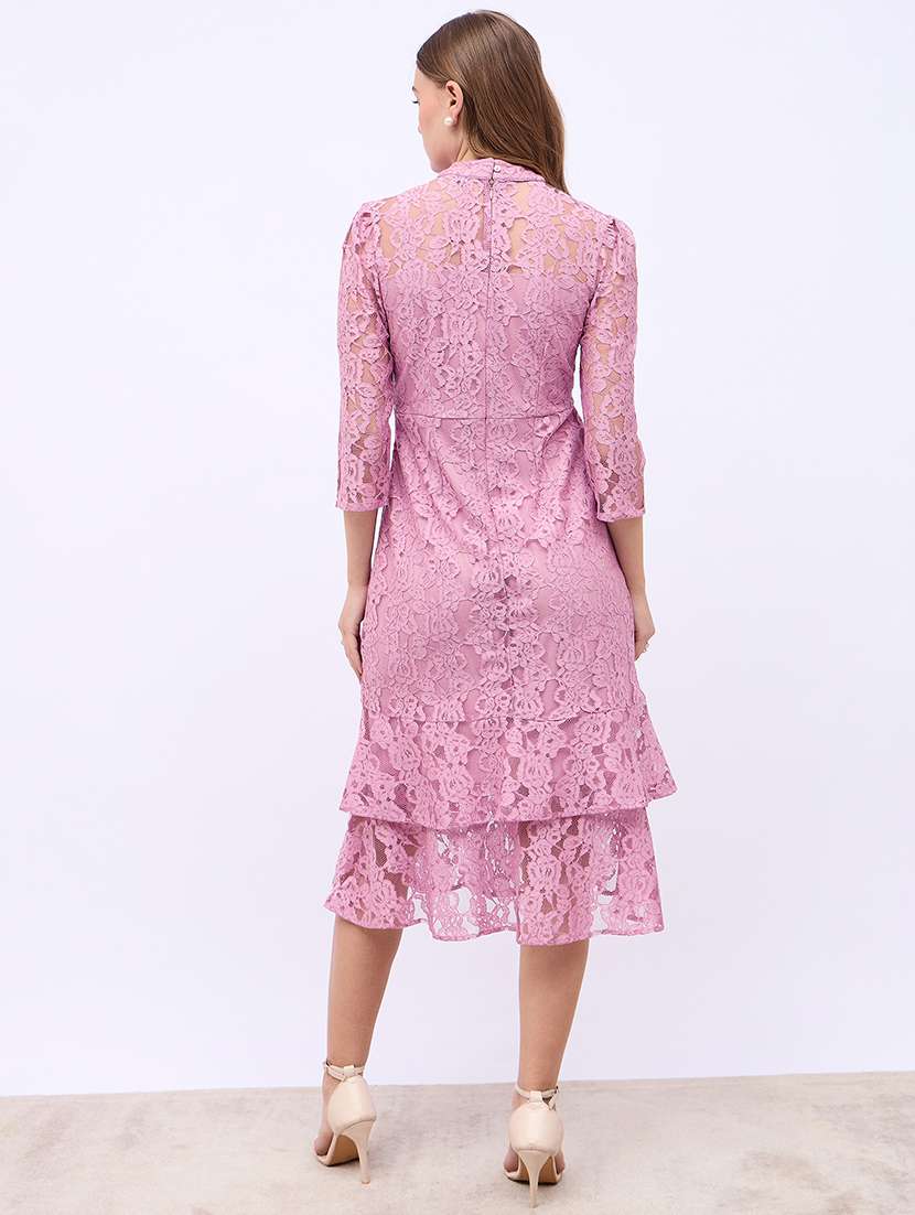 women laced choker neck layered dress - 21725305 -  Standard Image - 3