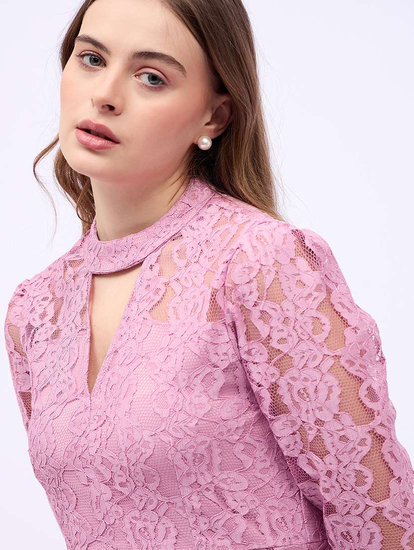 women laced choker neck layered dress - 21725305 -  Standard Image - 5