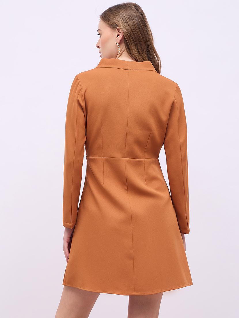 women solid long sleeves a-line dress - 21725318 - Standard Image - 3