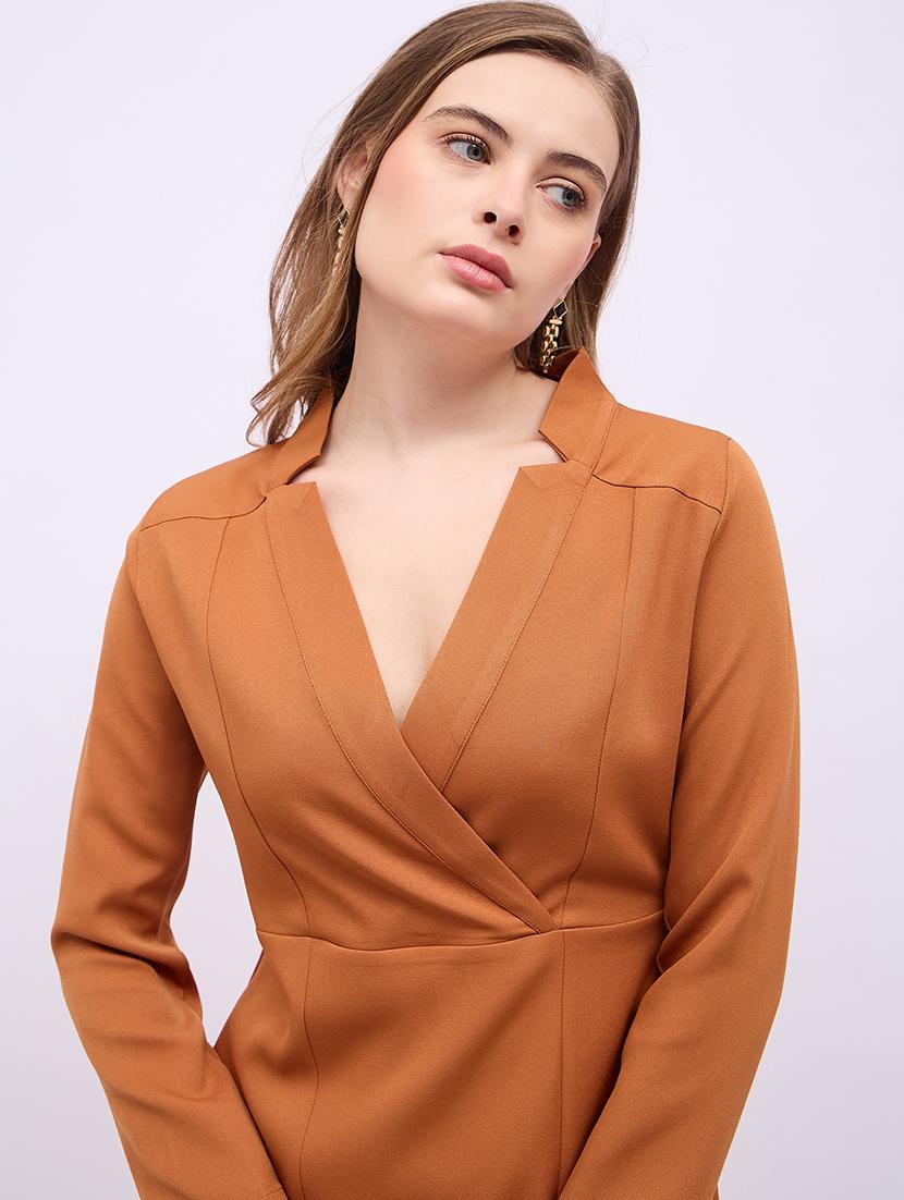 women solid long sleeves a-line dress - 21725318 - Standard Image - 5