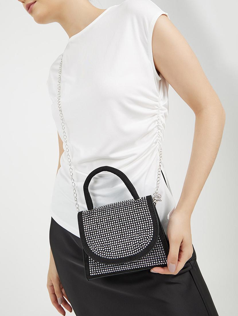 women black embellished sling bag - 21725331 - Standard Image - 3