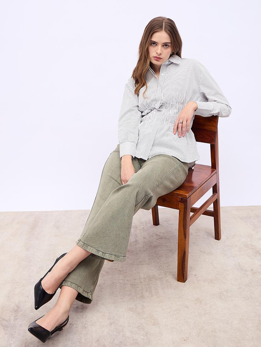 women solid high rise bootcut jeans - 21725332 - Standard Image - 3