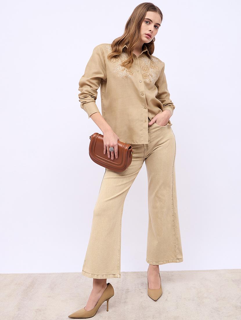 women solid high rise bootcut jean - 21725333 - Standard Image - 3