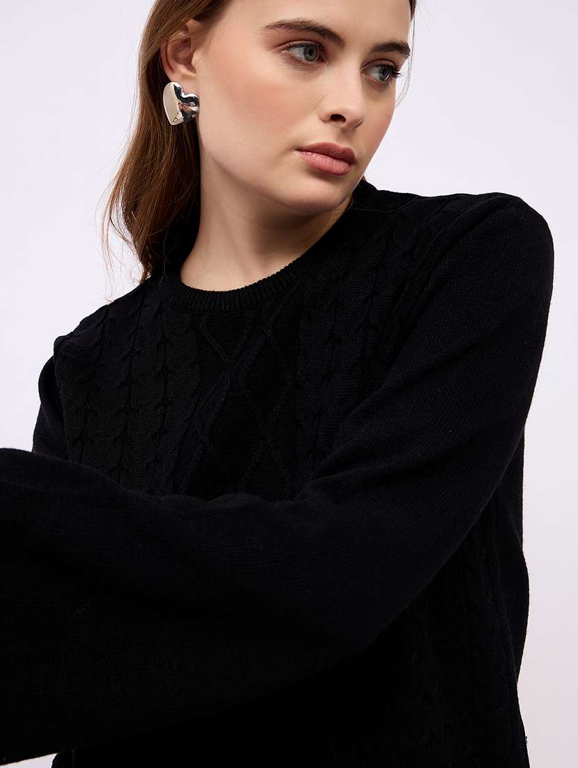 black cotton blend pullover - 21725337 -  Standard Image - 5