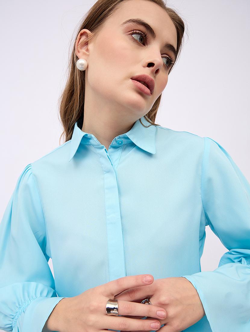 women solid collared bell sleeves shirt - 21725358 - Standard Image - 5
