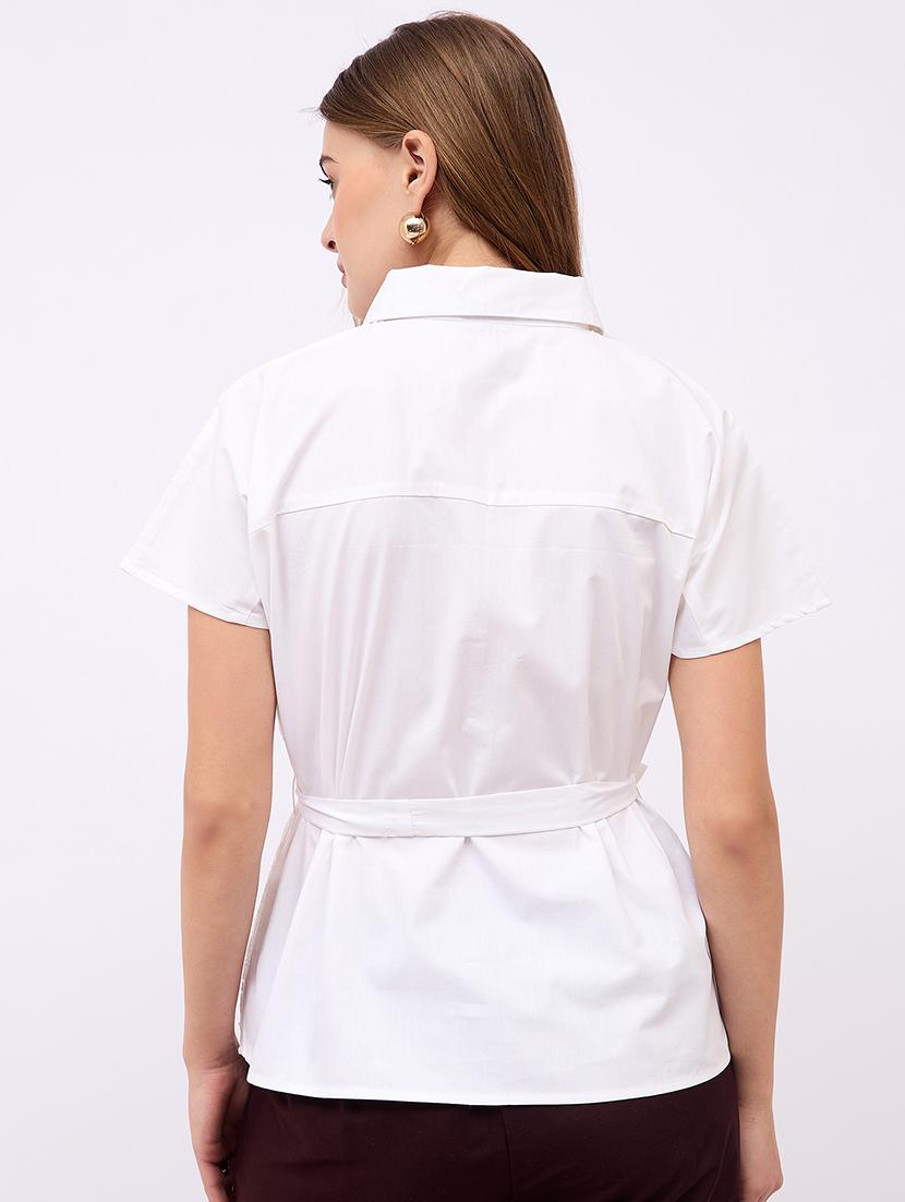 women lace detailed collared short sleeves shirt - 21725364 - Standard Image - 3