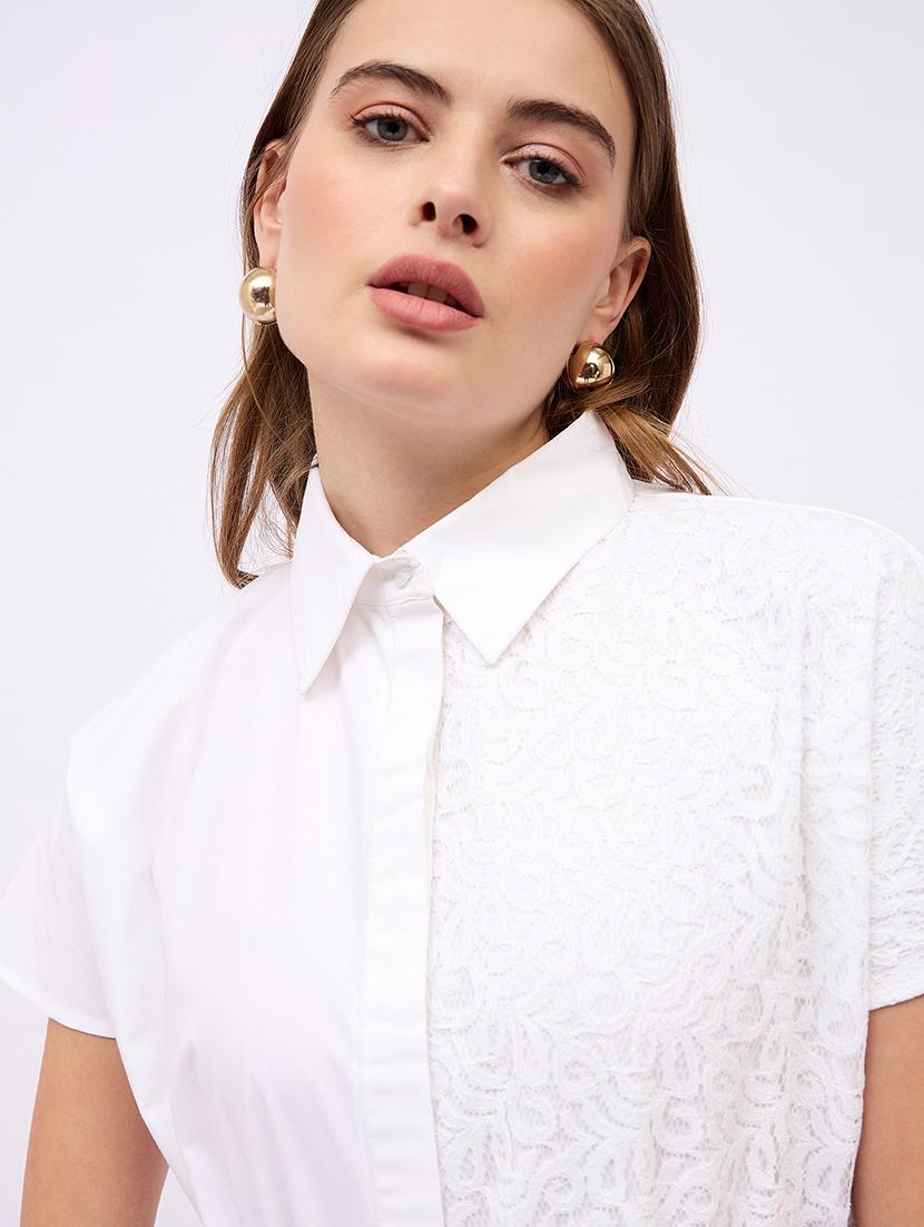 women lace detailed collared short sleeves shirt - 21725364 - Standard Image - 5