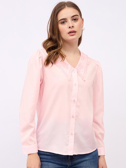 women lace detailed peter pan neck shirt - 21725366 -  Standard Image - 0