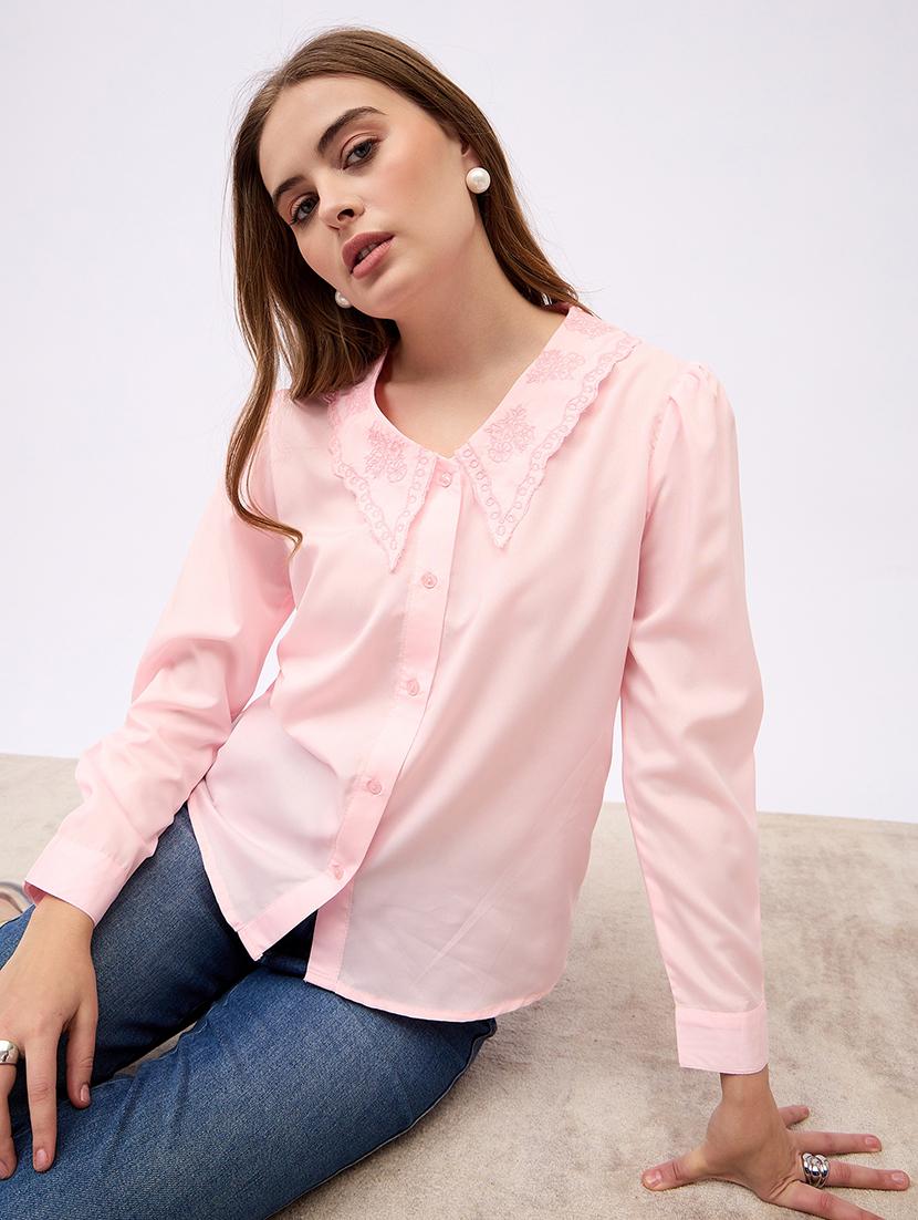 women lace detailed peter pan neck shirt - 21725366 - Standard Image - 3