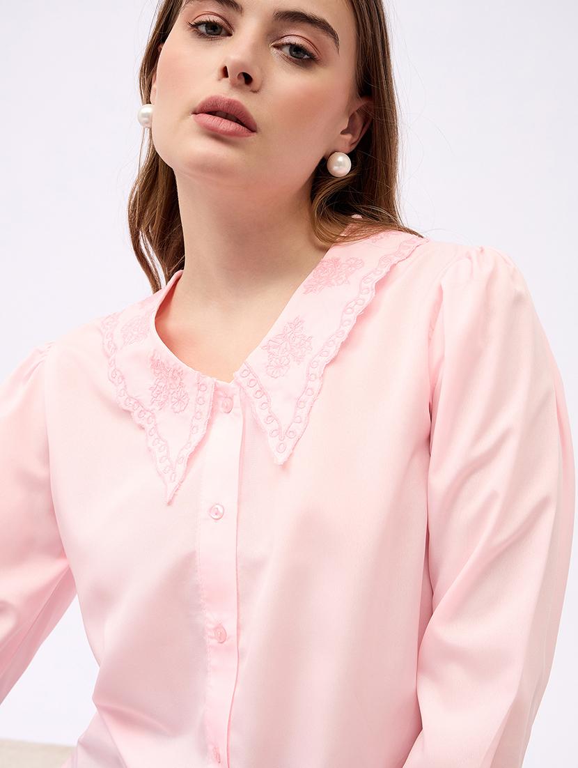 women lace detailed peter pan neck shirt - 21725366 - Standard Image - 5