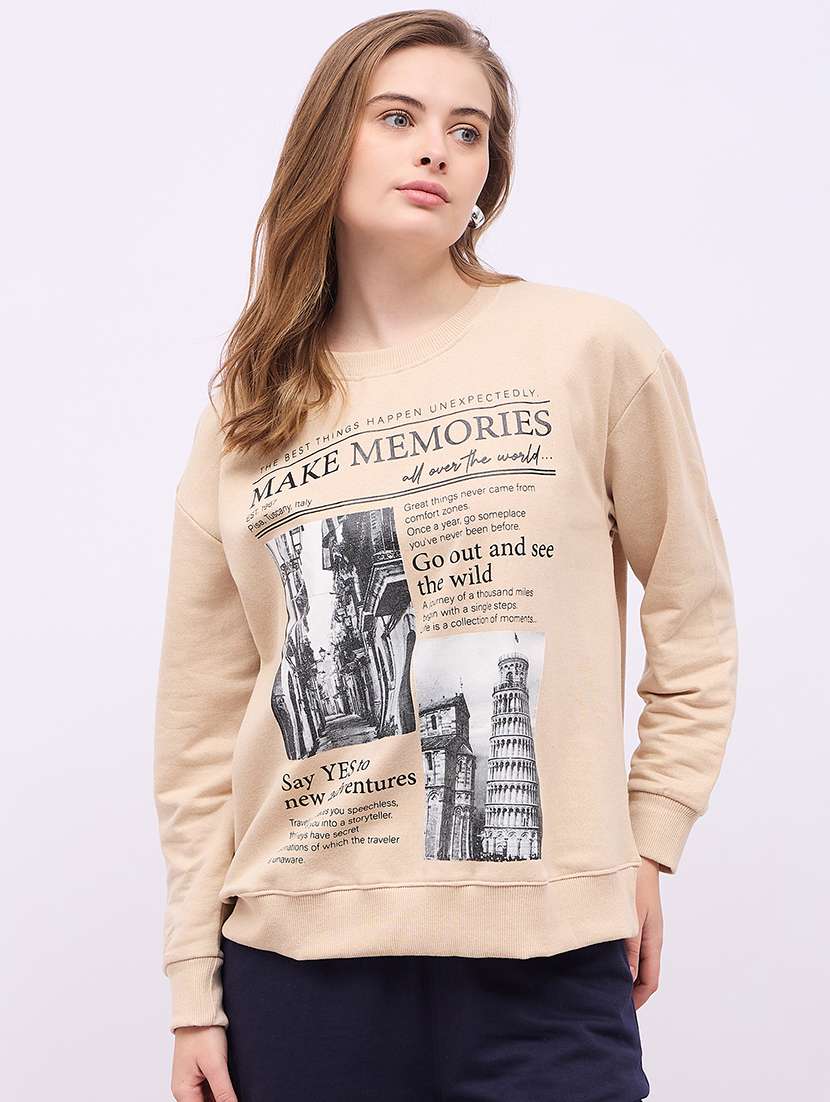 women front printed long sleeves sweatshirt