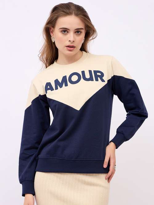 women color blocked long sleeves sweatshirt - 21725372 -  Standard Image - 0