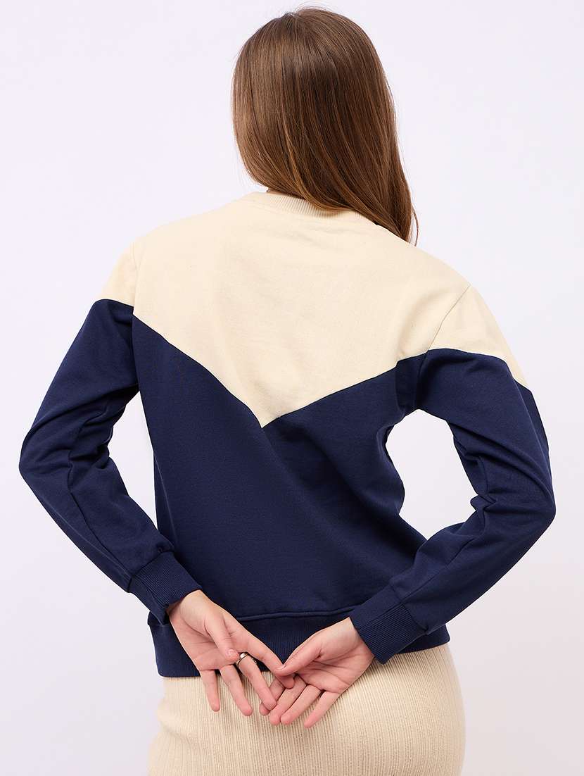 women color blocked long sleeves sweatshirt - 21725372 -  Standard Image - 3