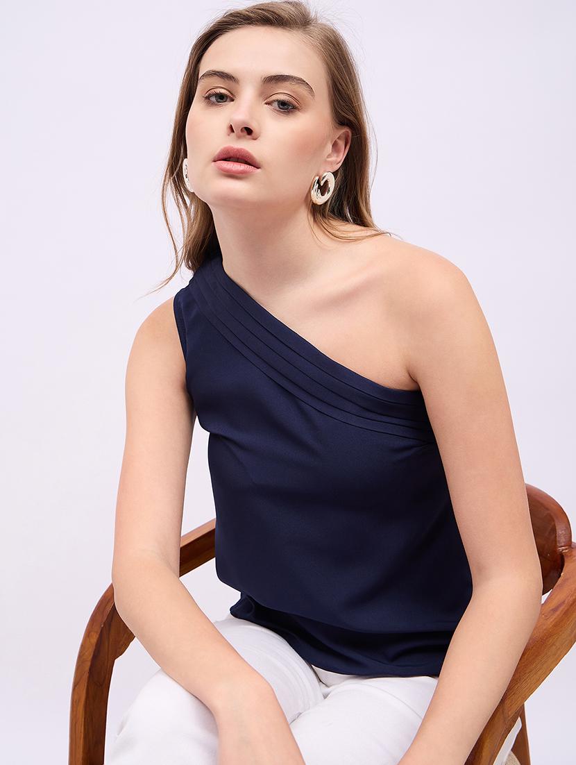 women solid single shoulder regular top - 21725374 - Standard Image - 3
