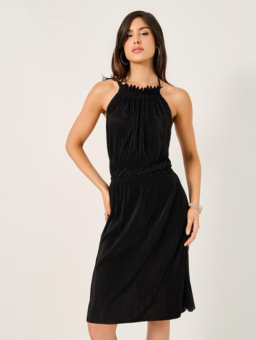 women solid halter neck a-line dress - 21725381 - Standard Image - 0