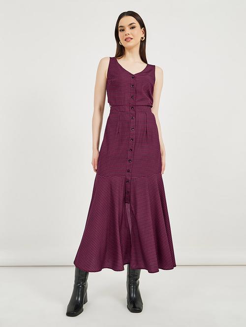 women checkered shoulder strap tiered dress - 21725387 -  Standard Image - 0