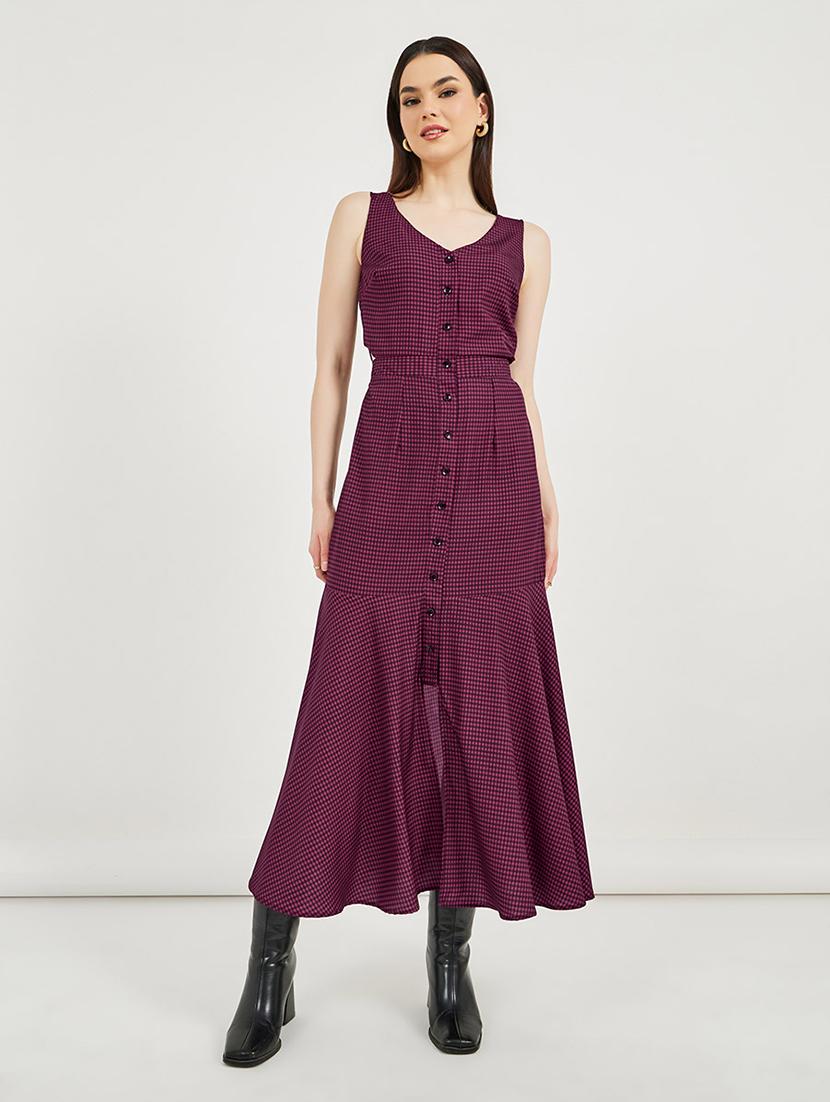 women checkered shoulder strap tiered dress - 21725387 -  Zoom Image - 0