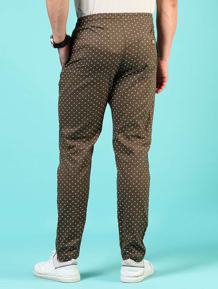 men olive printed full length track pant - 21725631 -  Standard Image - 3