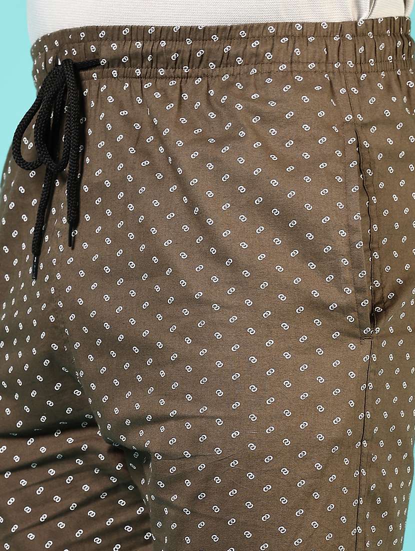 men olive printed full length track pant - 21725631 -  Standard Image - 5