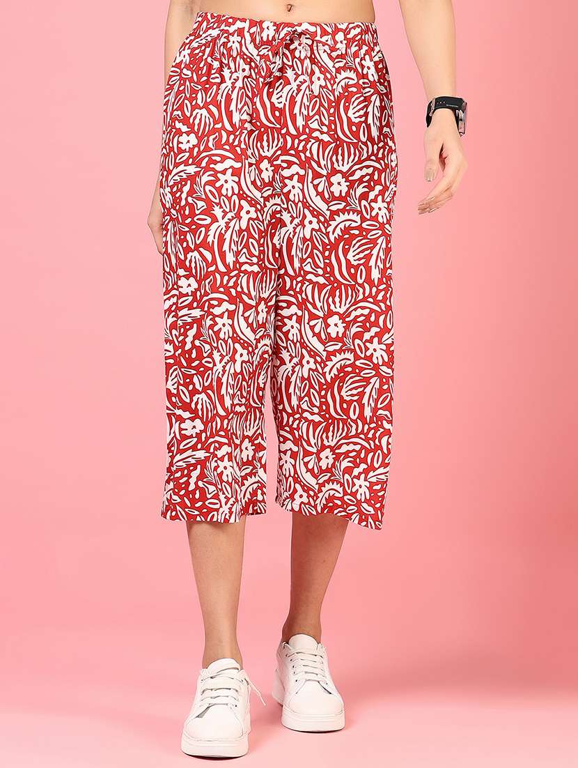 women printed mid rise culottes