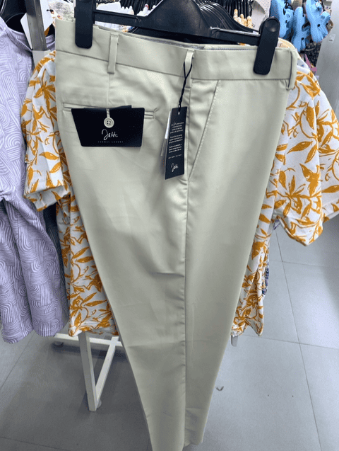cream poly viscose formal trousers - 21725640 - Standard Image - 0