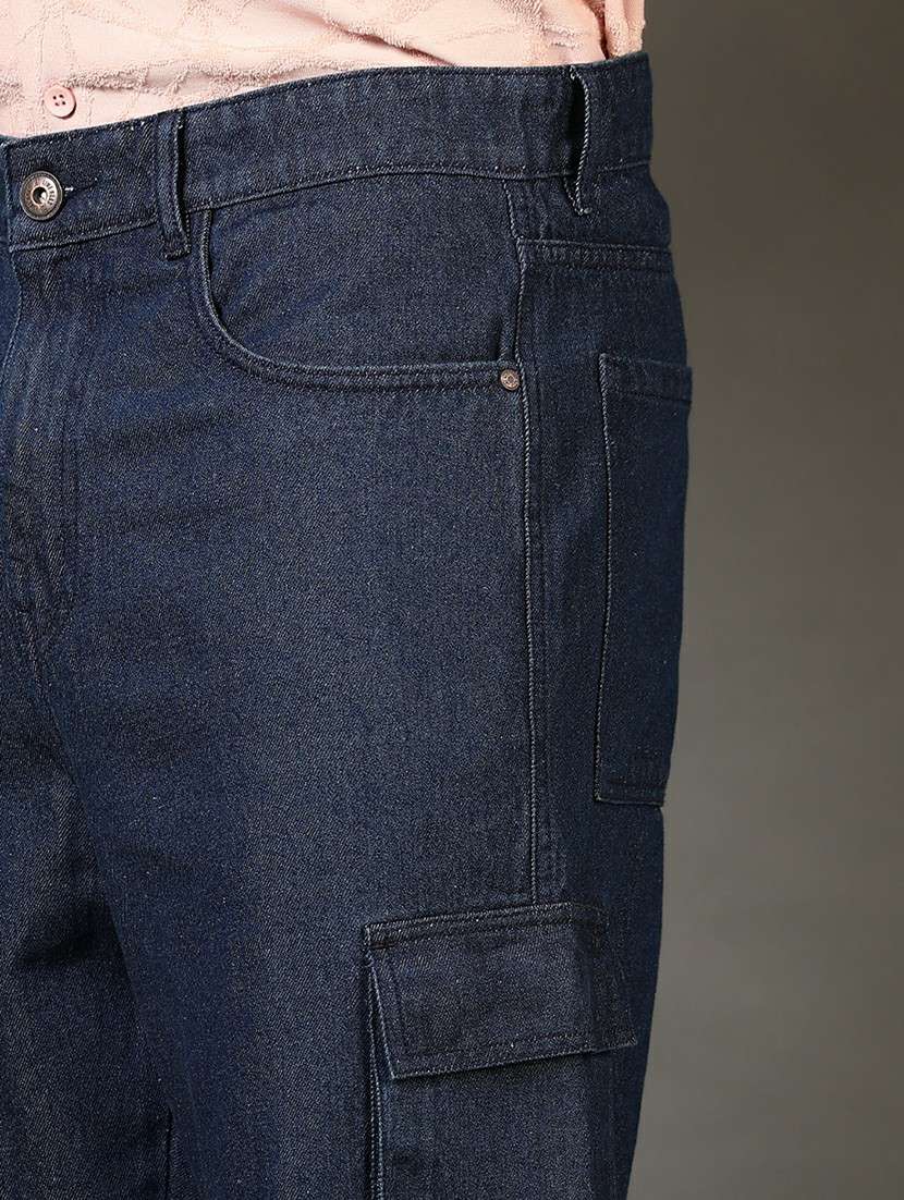 men solid mid rise denim cargo - 21725687 -  Standard Image - 5