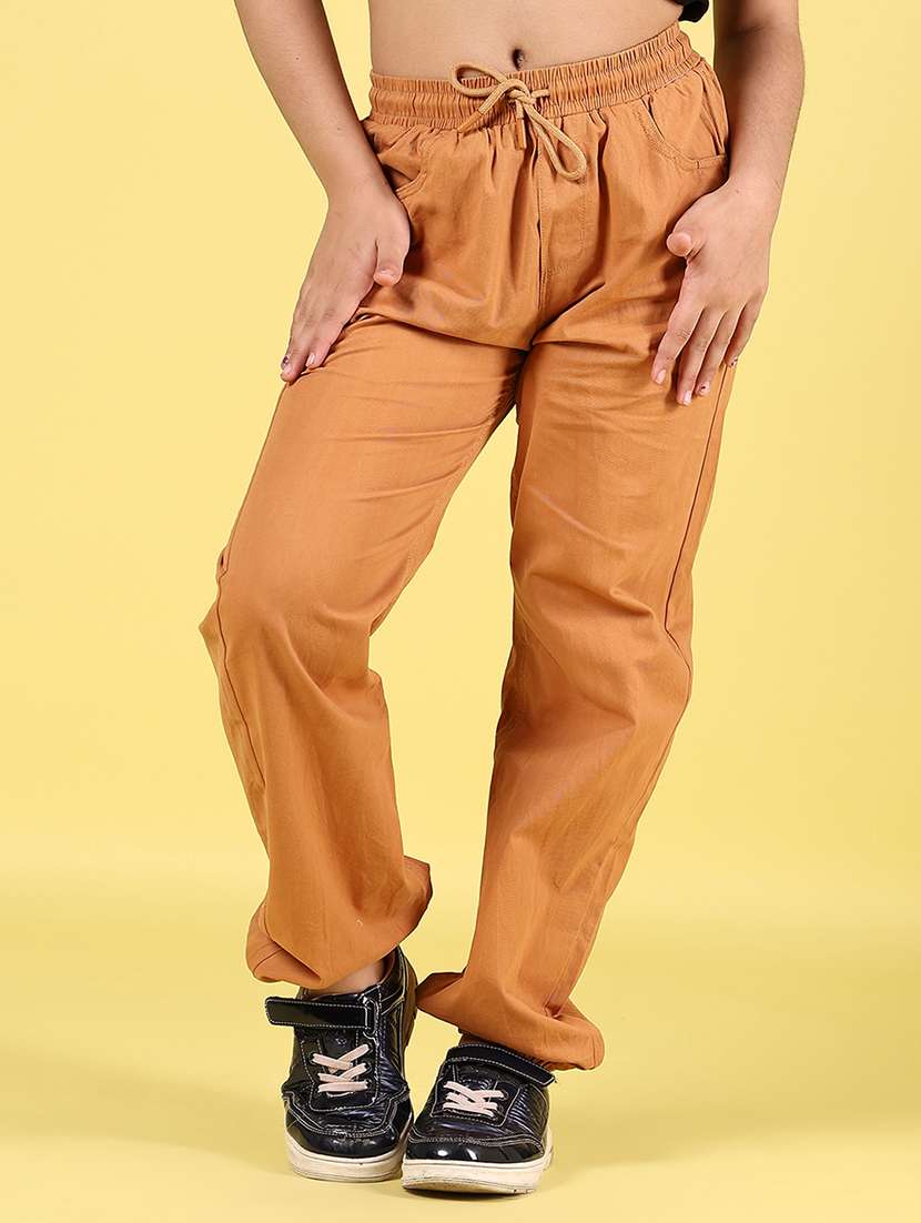 girls solid mid rise relaxed fit jogger