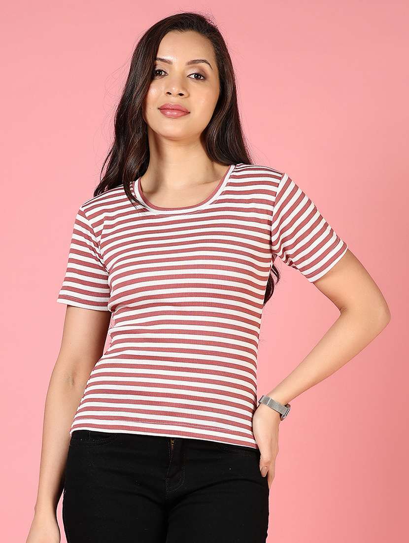 women striped short sleeve t-shirt