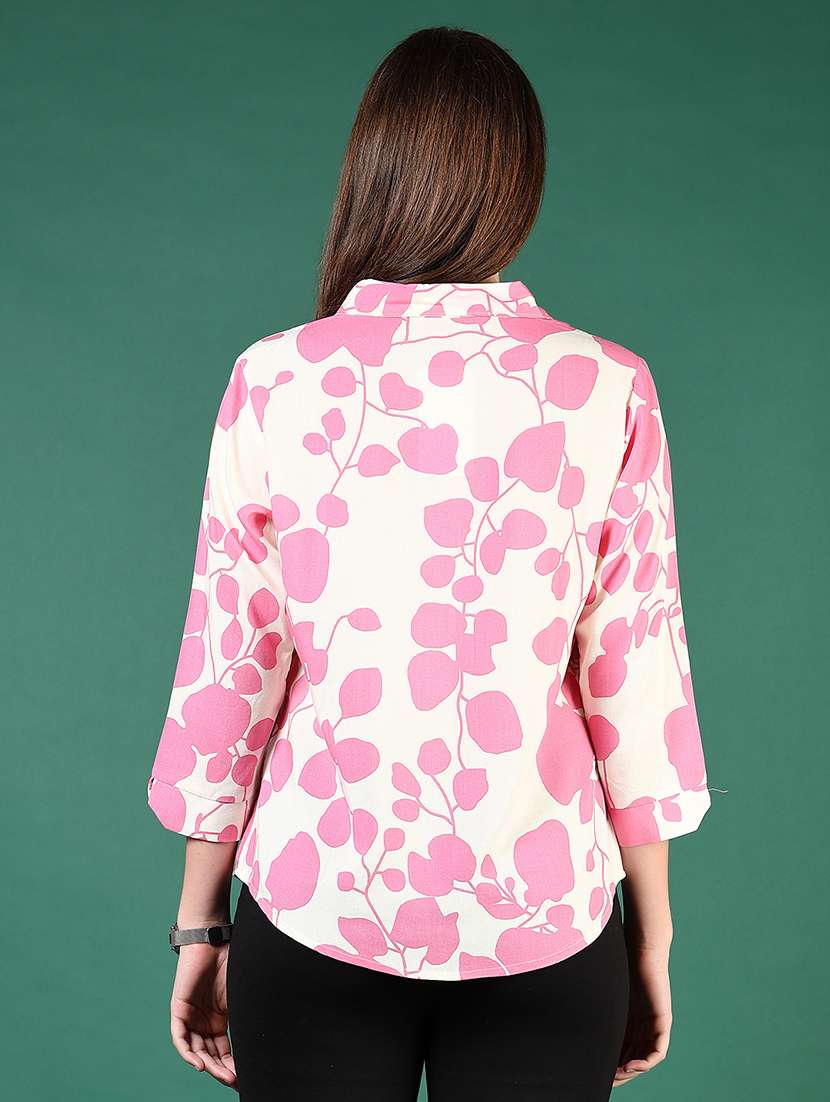 women pink printed collared regular shirt - 21725740 - Standard Image - 3