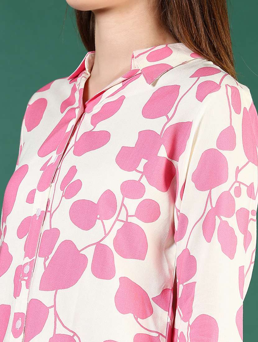 women pink printed collared regular shirt - 21725740 - Standard Image - 5