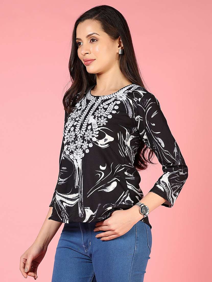 women three quarter sleeve ethnic top - 21725788 - Standard Image - 3