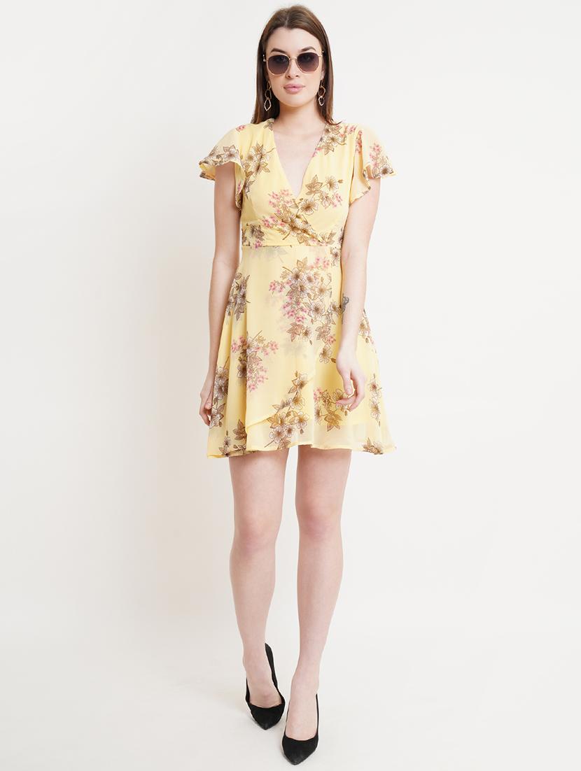 women floral print overlap neck a-line dress - 21725800 -  Zoom Image - 0