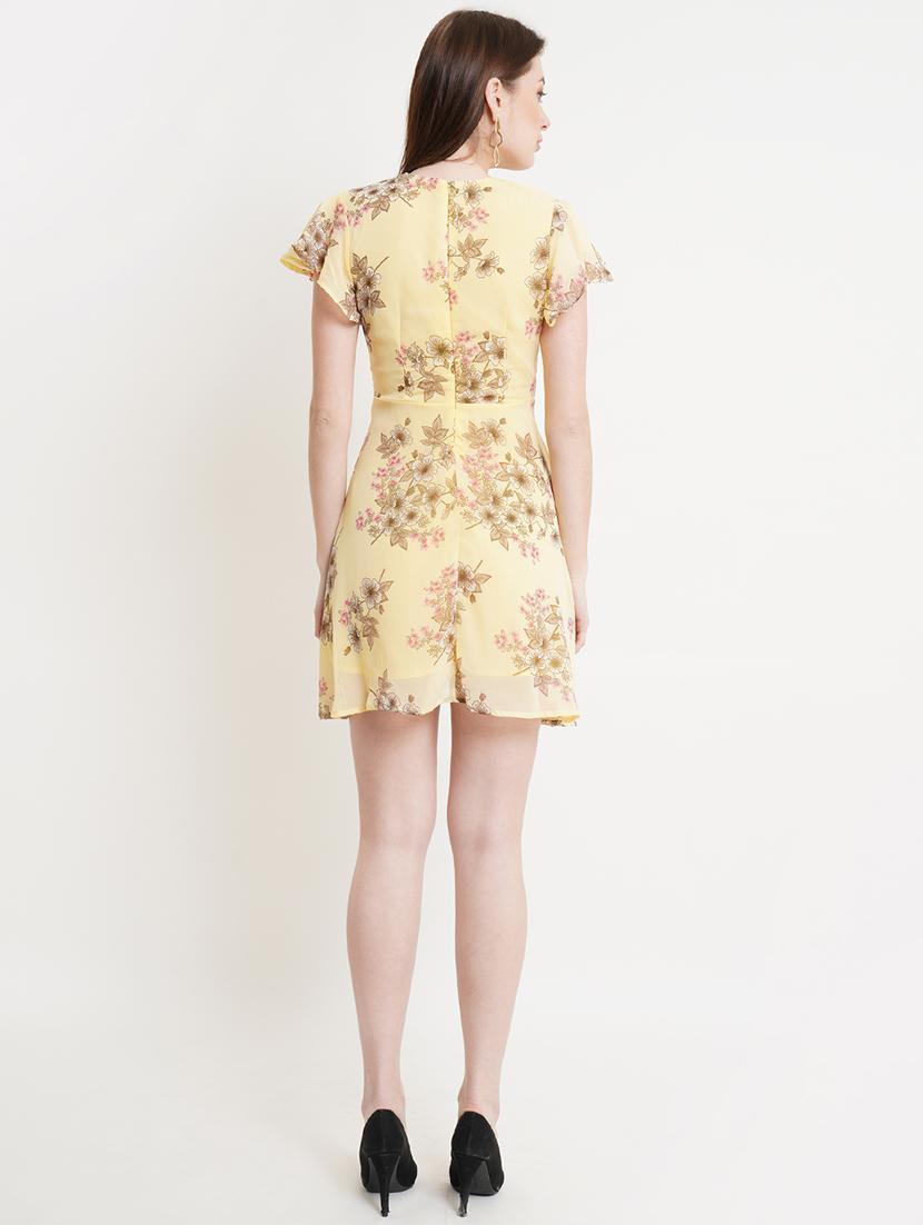 women floral print overlap neck a-line dress - 21725800 - Standard Image - 3