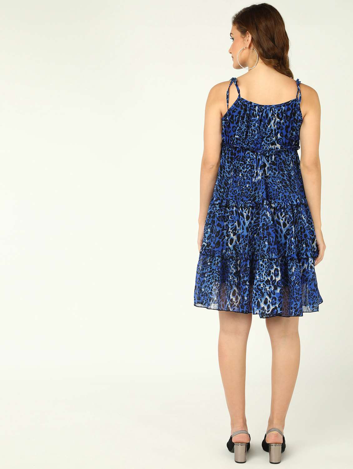 women animal print shoulder strap tiered dress - 21725814 -  Standard Image - 3