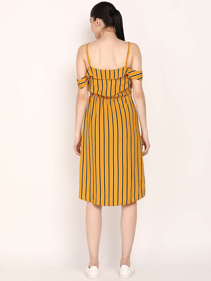 women striped shoulder strap high low dress - 21725865 - Standard Image - 3