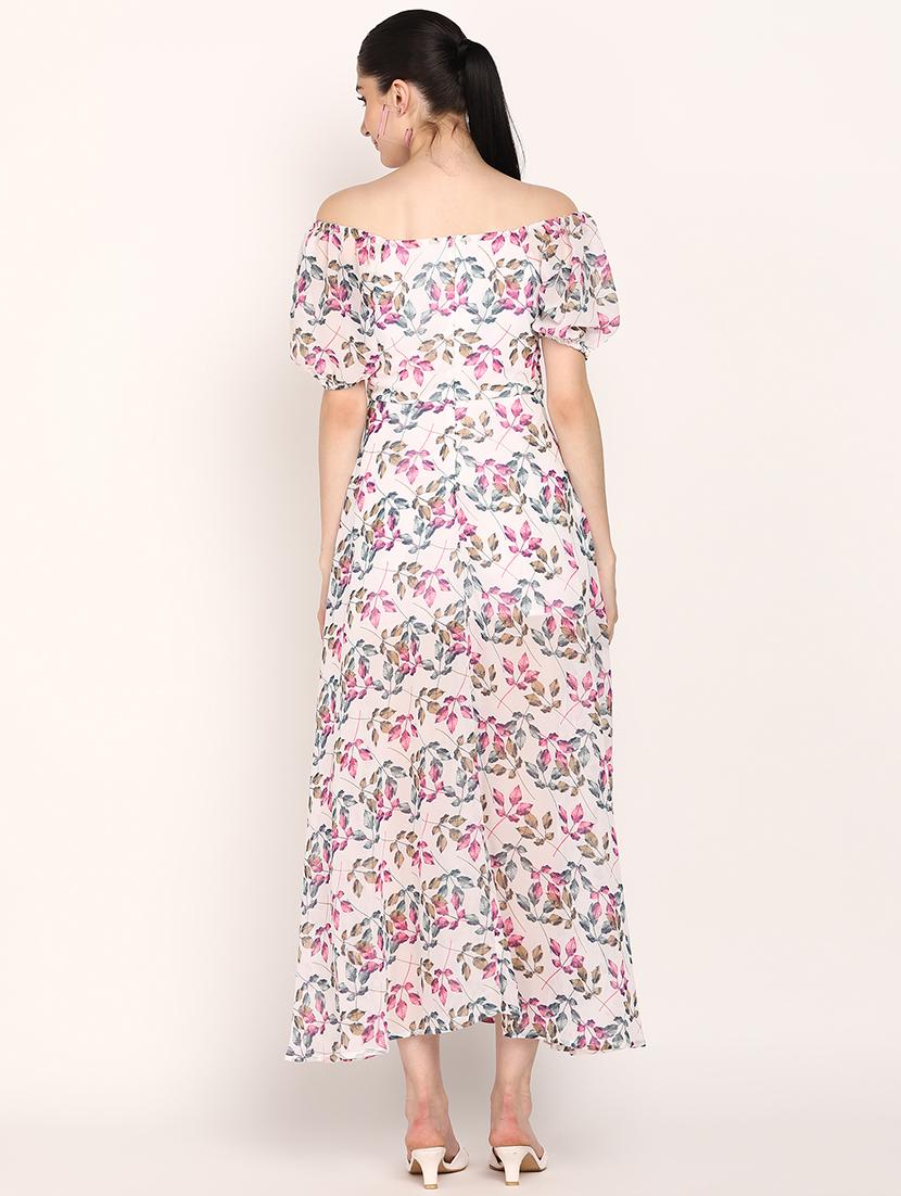 women printed off shoulder high slit dress - 21725870 - Standard Image - 3